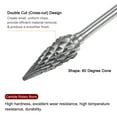 thumbnail image 4 of Uxcell 5 Pack 1/4" (6mm) Head 3/32" (2.35mm) Shank 60 Degree Cone M Shape Double Cut Carbide Rotary Burrs, 4 of 5