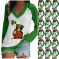 thumbnail image 4 of Pompotops Blouse Décontractée pour Femmes Imprimée pour la Saint-Patrick Manches Longues Col en V, 4 of 6