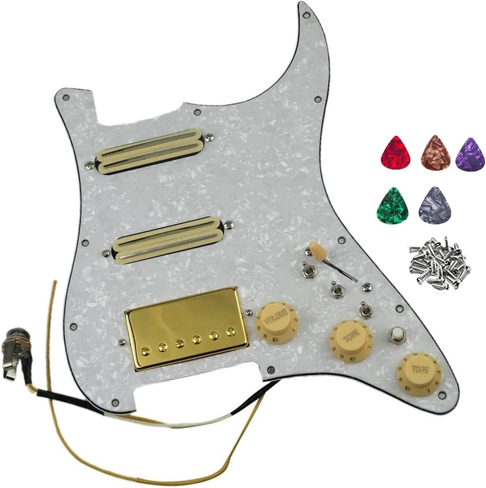 SSH Prewired Guitar Strat Pickguard Set Ainico 5 Humbucker Pickups Coil Splitting Switch Multi Switch Harnesses ,For Fender ST Electric Guitar Part Replacement