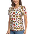 thumbnail image 5 of Yiaed Hot Dog Pizza Print Women's T Shirt V-Neck Short Sleeve Shirt Casual Breathable Tee Summer Tops-X-Large, 5 of 5