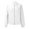 thumbnail image 4 of Lisingtool Womens Tops Women's Fall Crew Neck Solid Color Jacquard Texture Casual Style Zip up Short Jacket Womens Winter Coats White, 4 of 9