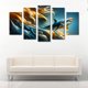 thumbnail image 2 of Cuadro decorativo para sala, recamara, Abstracto Tiburón Agua Olas, elegante, moderno, minimalista, Set de 5 piezas, 2 of 5