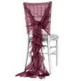thumbnail image 1 of 1 Set, Soft Curly Willow Ruffles Chair Sash & Cap - Mulberry For Wedding, Party & Home Decor, 1 of 1