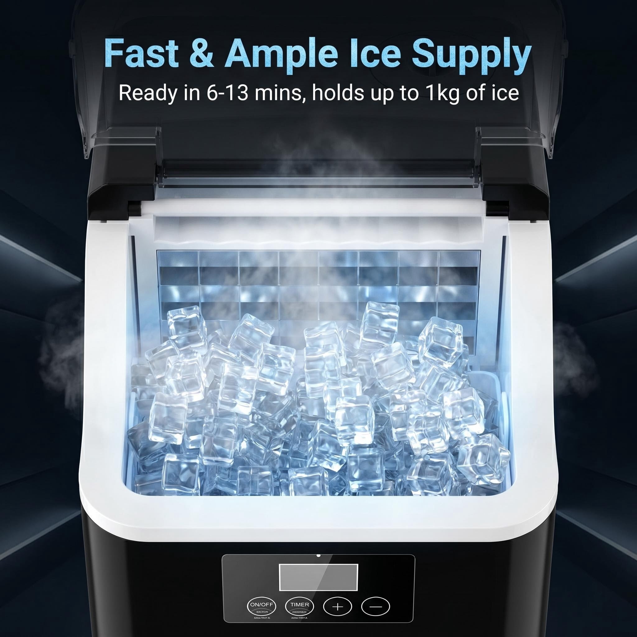 45lb Ice Cube Maker Machine Countertop, 45Lbs/24H 24 Pcs in 13 Mins, Self-Cleaning Portable Ice Maker for Home Kitchen,Bar