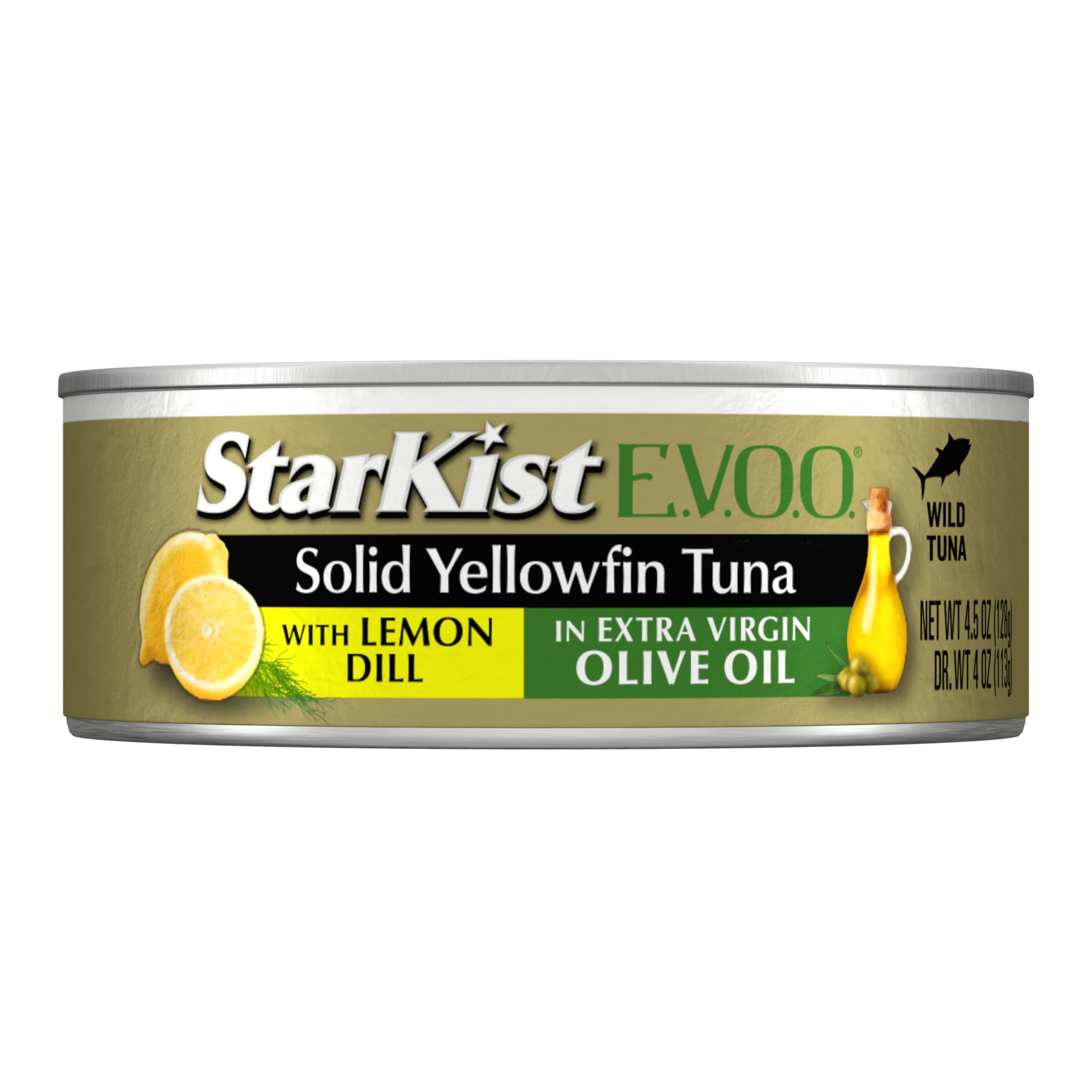 (8 pack) StarKist E.V.O.O. Solid Yellowfin/Light Tuna in Extra Virgin Olive Oil, Lemon Dill, 4.5 oz Can, Packaging May Vary