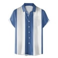 thumbnail image 4 of Lycaql Mens Beach Shirts Mens Vintage Bowling Shirts 1950s Casual Short Sleeve Button Up Contrast Shirt Summer Color Block Cuban Shirts(Sky Blue,XXL), 4 of 4