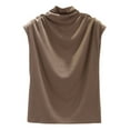 thumbnail image 1 of 2025 Femmes Col Roulé Sans Manches Coton Jaune Hauts pour Femmes Tunique Décontractée Ample 3TG Haut Tee Shirt, 1 of 7