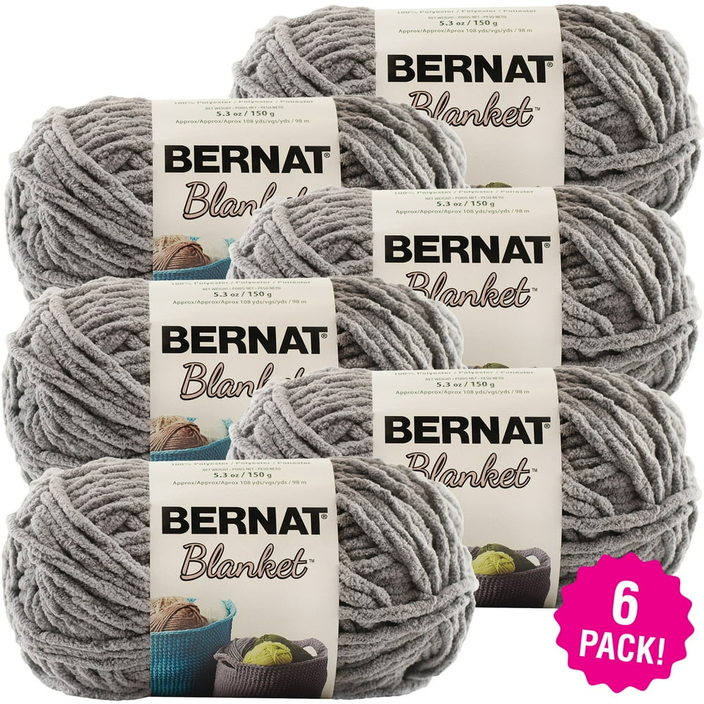 Bernat Blanket Yarn Dark Grey, Multipack of 6