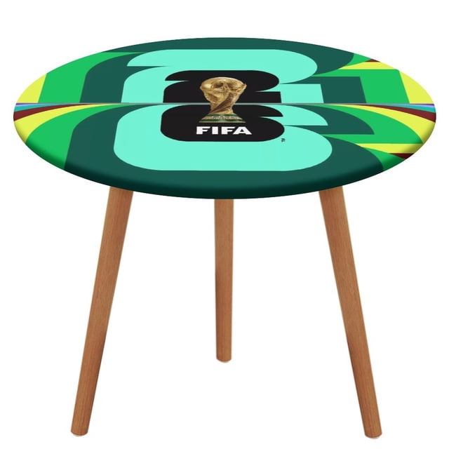 FIFA-theme Fitted Round Tablecloths Elastic Edged Table Covers Waterproof Table Cloth for Kitchen Holiday Party Tables Decor 120cm