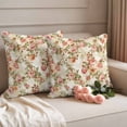 thumbnail image 2 of Pink Rose Fall Outdoor Waterproof Pillow Covers, Thanksgiving Vintage Pastoral Floral Decorative Square Throw Pillowcase Sofa Cushion Sham for Patio/Couch/Chair, 16"x16" 2 Pack, 2 of 8