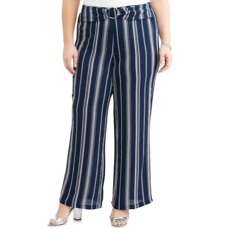 New Look Sport Junior's Plus Striped O-Ring Wide Leg Pants