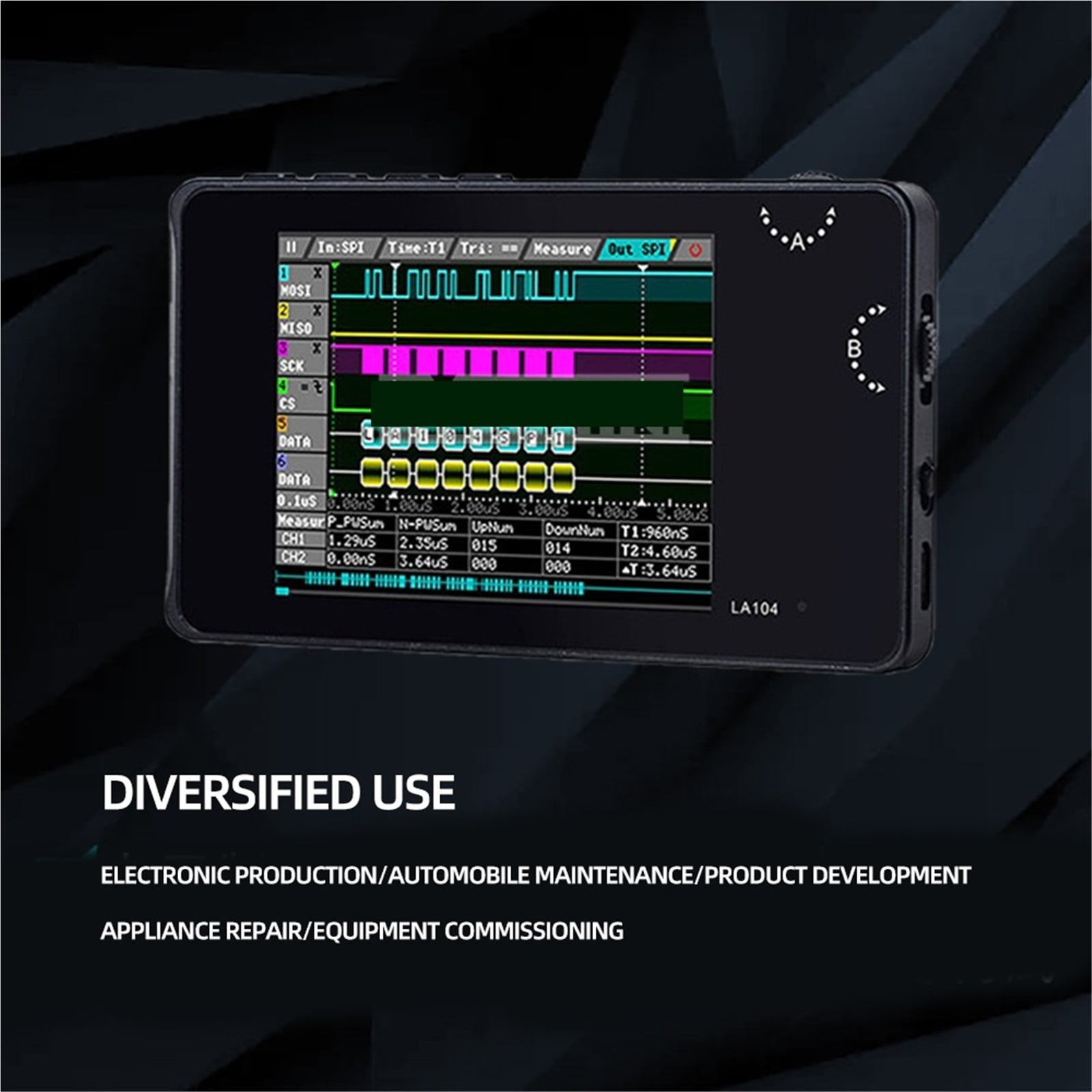 DSO LA104 Digital Logic Analyzer Kit, 4 Channels Oscilloscope SPI I2C UART Programmable 100MHz Max Sampling Rate ,Heavy Duty Build