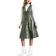 thumbnail image 2 of Vestido Midi Casual sin Mangas de Cuero Sintético con Cuello en V para Mujeres, Botones, Color Verde Oliva, 2 of 5