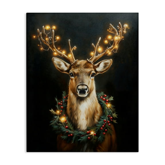 Stupell Industries Illuminated Deer & Wreath Canvas Wall Art, design by Arlington Prints