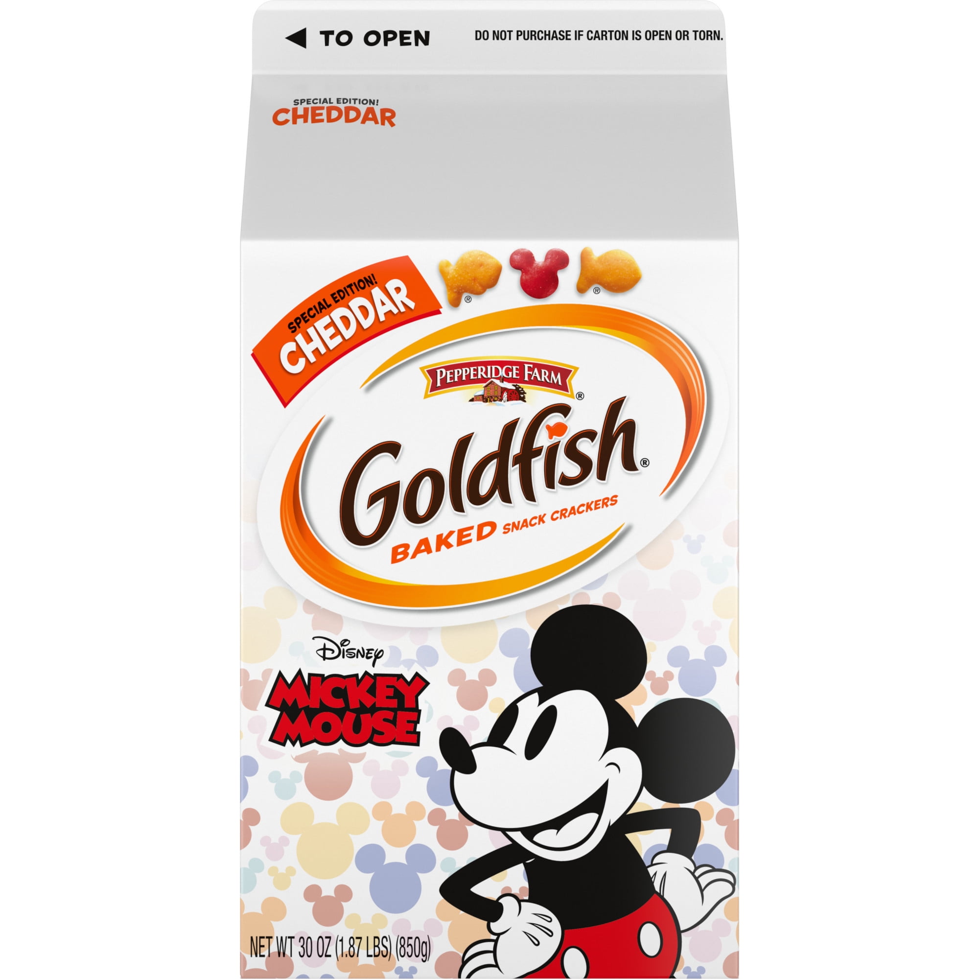 Goldfish Disney Mickey Mouse Cheddar Crackers, Snack Crackers, 30 oz carton