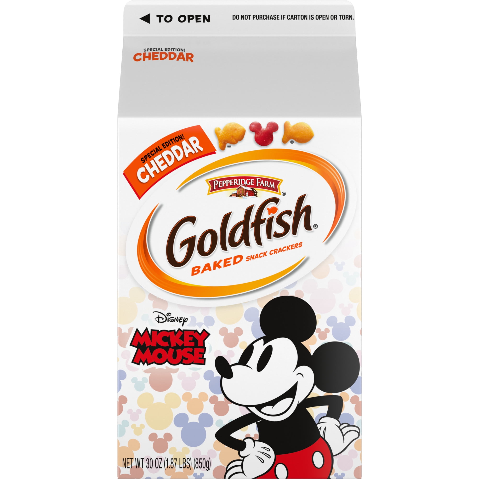 Goldfish Special Edition Disney Mickey Mouse Cheddar Crackers, Snack Crackers, 30 oz carton
