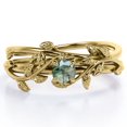 thumbnail image 1 of JeenMata Anillo de Bodas Solitario de Ágata Verde Musgo Natural de Forma Redonda de 0,50 Quilates con Diseño Botánico Engastado en Oro Amarillo de 18 K sobre Plata, 1 of 6