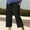 Black, variant on Sakmal Cotton Linen Womens Pants Capris Pleated Beach Straight Leg 7/8th Solid Pink High Waisted Pants with Pockets