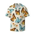 thumbnail image 4 of Uemuo Butterflies Pattern Cotton Linen Short Sleeve Shirts,Casual Lightweight Button Down Shirts,Vacation Beach Summer Tops-4X-Large, 4 of 7