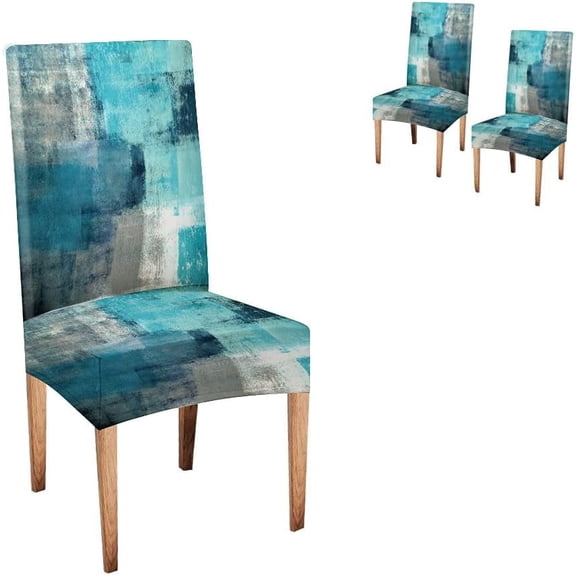 Marble Blue Abstract Printing Dining Chair Covers Set of 6,Stretch Parsons Chair Slipcovers Universal Removable Washable Chair Seat Covers Protector for Dining Room,Kitchen,Hotel