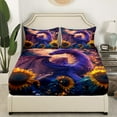 thumbnail image 3 of 3D Dragon Twin Size Sheet Sets 3pcs, Sunflower Safari Printed Bed Sheets Set, Animals Galaxy Stars Soft Luxury Bedding Set For Bedroom, Purple Yellow Wildlife Teens Bed Set, 3 of 5