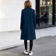 thumbnail image 4 of Leidass Womens Mid Length Wrap Coat Shawl Lapel Open Front Self Tie Waist Belt Long Sleeve Solid Casual Outerwear Dark Blue L, 4 of 4