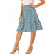 thumbnail image 4 of Falda Midi Floral con Volantes de Cintura Elástica A-Line para Mujeres INSPIRE CHIC en Azul Polvoriento L, 4 of 6