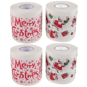 FONDOTIN 4 Rolls Cute Toilet Paper Assorted Color Paper Novelty Toilet Paper Roll Christmas Decor