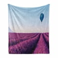 thumbnail image 1 of Landscape Soft Flannel Fleece Throw Blanket, Lavender Flower Field with Balloon Photo, Cozy Plush for Indoor and Outdoor Use, 50" x 70", Magenta Sky Blue, by Ambesonne, 1 of 5