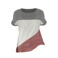 thumbnail image 4 of Pxiakgy Women's Color Block Short Sleeve Tops Casual Summer T-Shirt Loose Tops T Shirts Color Blocked Sleeves Color Blocked T Shirts Summer T Shirts Round Neck Causal Fashion Basic Tee Rose Gold Xl, 4 of 4