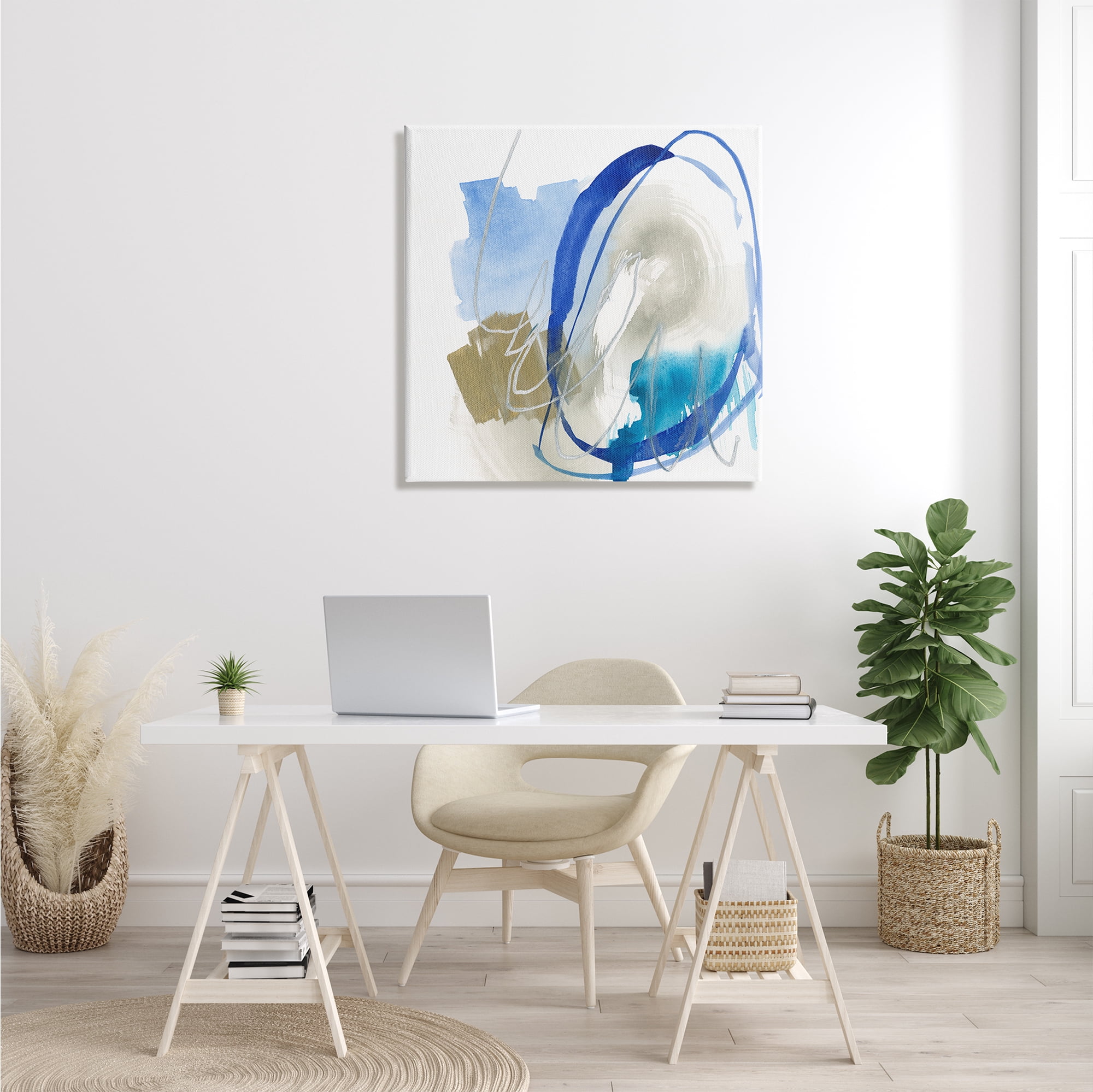 Stupell Industries Circular Abstraction Chaotic Rigid Lines Blue Brown, 30 x 30, Design by Jennifer Goldberger