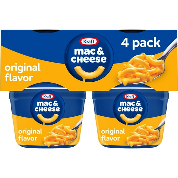 Kraft Original Mac N Cheese Macaroni and Cheese Cups Easy Microwavable Dinner, 4 ct Pack, 2.05 oz Cups