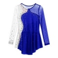thumbnail image 6 of TiaoBug Kids Girls Rhinestone Figure Skating Dress Long Sleeve Dance Leotard Skater Performance Costume Royal Blue 14, 6 of 7