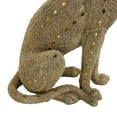 thumbnail image 5 of 8" x 21" Gold Polystone Carved Encrusted Beading Leopard Sculpture with Diamond Shaped Mirrored Accent, by DecMode, 5 of 13
