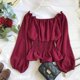 thumbnail image 2 of Camisa de gasa Mujer Blusa de color sólido Manga larga con hombros descubiertos Top corto Advancent AP001665-01, 2 of 7