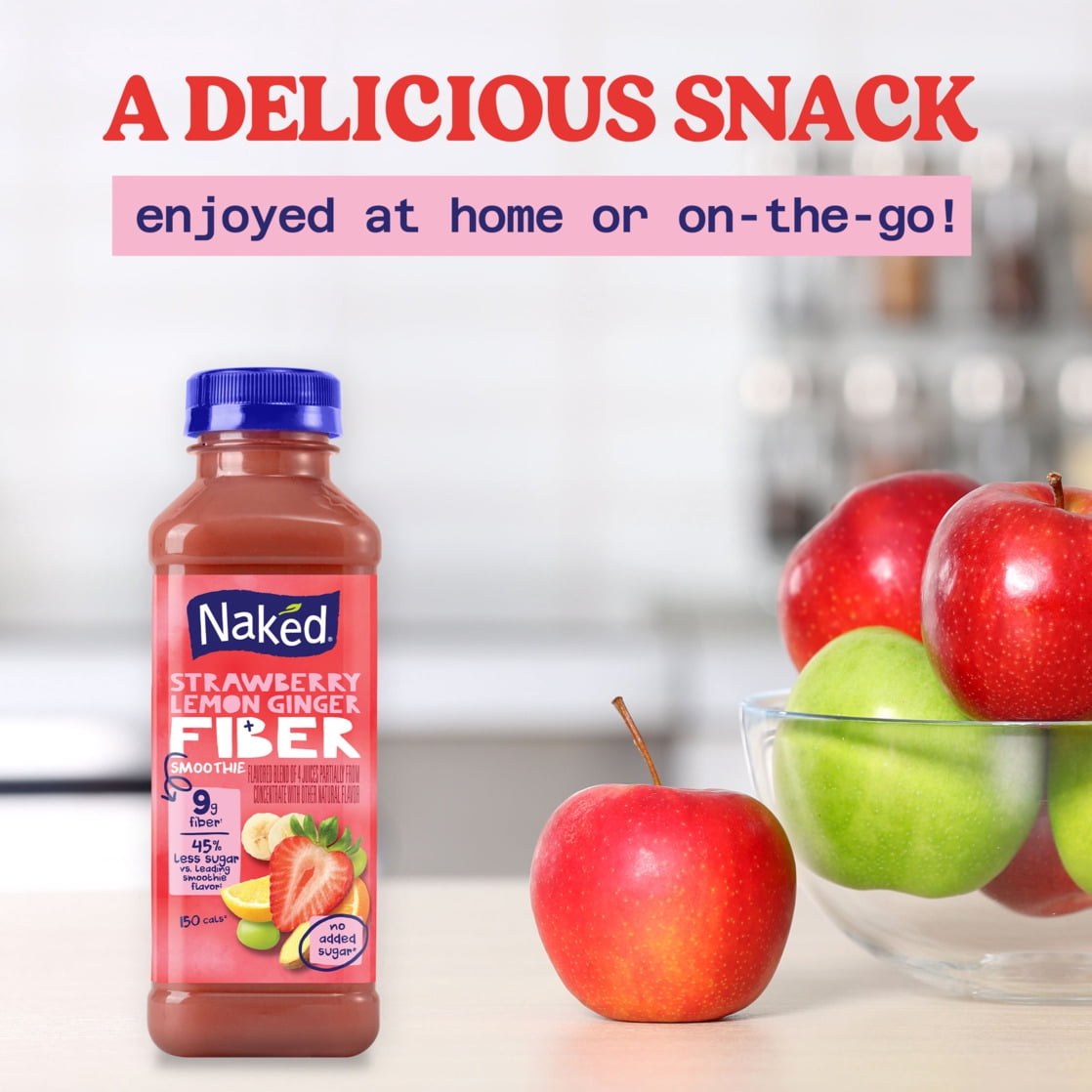 Naked Fiber Smoothie Strawberry Lemon Ginger, 15.2 fl oz Bottle