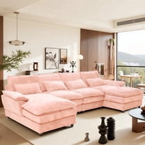SOULART 110" Cloud Sofa,Pink U shaped Sectional couches for living room, modular couch with Chaise