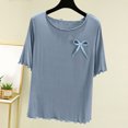 thumbnail image 2 of Kovlvoll Womens Tops Summer Crewneck Short Sleeve Shirts Casual Lightweight Thin Comfy Loungewear Base Shirt Pajama Top, 2 of 3
