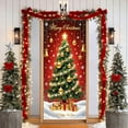 thumbnail image 6 of Cinvoph Christmas Door Cover Xmas Tree Hanging Banner, Party Supplies & Holiday Decor for Home, Office, Indoor Outdoor Durable Front Porch Entry Door Decor 35"x72", 6 of 6