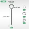 thumbnail image 3 of Uxcell 8-Sets Stainless Eyebolt M10x150mm Shoulder Lifting Eye Bolt with Nuts Washers Male Screw Thread Ring, 3 of 6