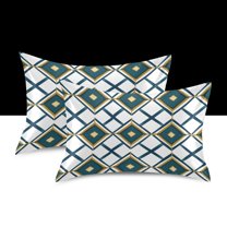 Yayeee Pillowcase Queen Size Set of 2 Satin Wrinkle Resistant Envelope Pillow Case, Gold Geometric Pattern