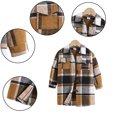thumbnail image 2 of Chenyin Little Girls Plaid Trench Coat Kids Button Woolen Windbreaker Jacket Toddler Fall Winter Long-Sleeved Long Section Outerwear for 4-7 Years Old, 2 of 9