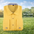 thumbnail image 3 of TANSILING Men's French Cuff Shirt Formal Pleated Long Sleeve Dress Shirt with Cufflinks, 3 of 6