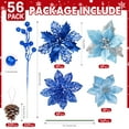 thumbnail image 3 of Ayieyill 56Pcs Poinsettia Christmas Flowers Decorations Christmas flower ornaments Artificial Glitter Berry Stems Christmas Pine Cones Christmas Tree Ornaments Set Christmas Tree Decorations (Blue), 3 of 9