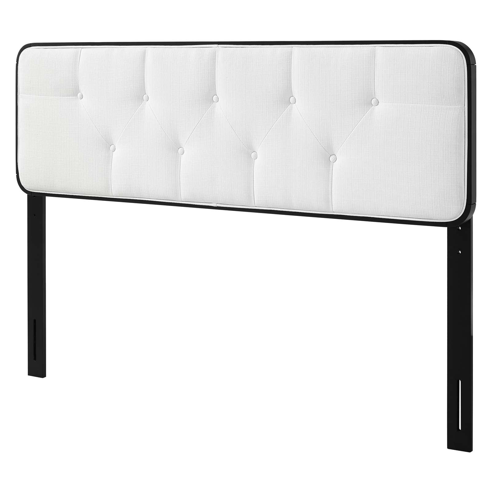 Tufted Headboard, King Size, Wood, Fabric, Black White, Modern