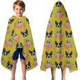 thumbnail image 3 of Yellow Boston Terrier and Flower Hooded Bath Towel，50"x30" for Ages 3 To 12 Kids, Quick Dry Lightweight Soft Microfiber Hood Beach Towel Cover Up for Kids, 3 of 7