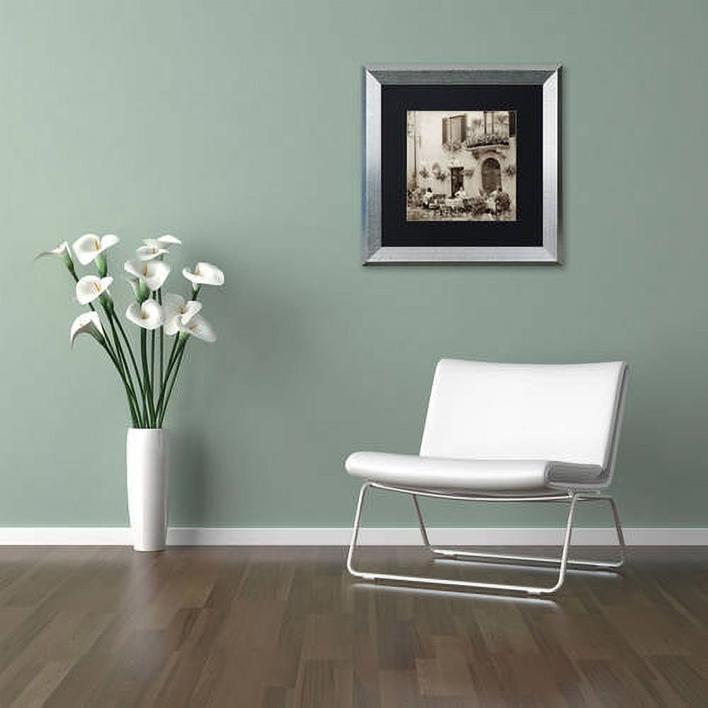 Trademark Fine Art "Tuscany Caffe VI" Canvas Art by Alan Blaustein, Black Matte, Silver Frame