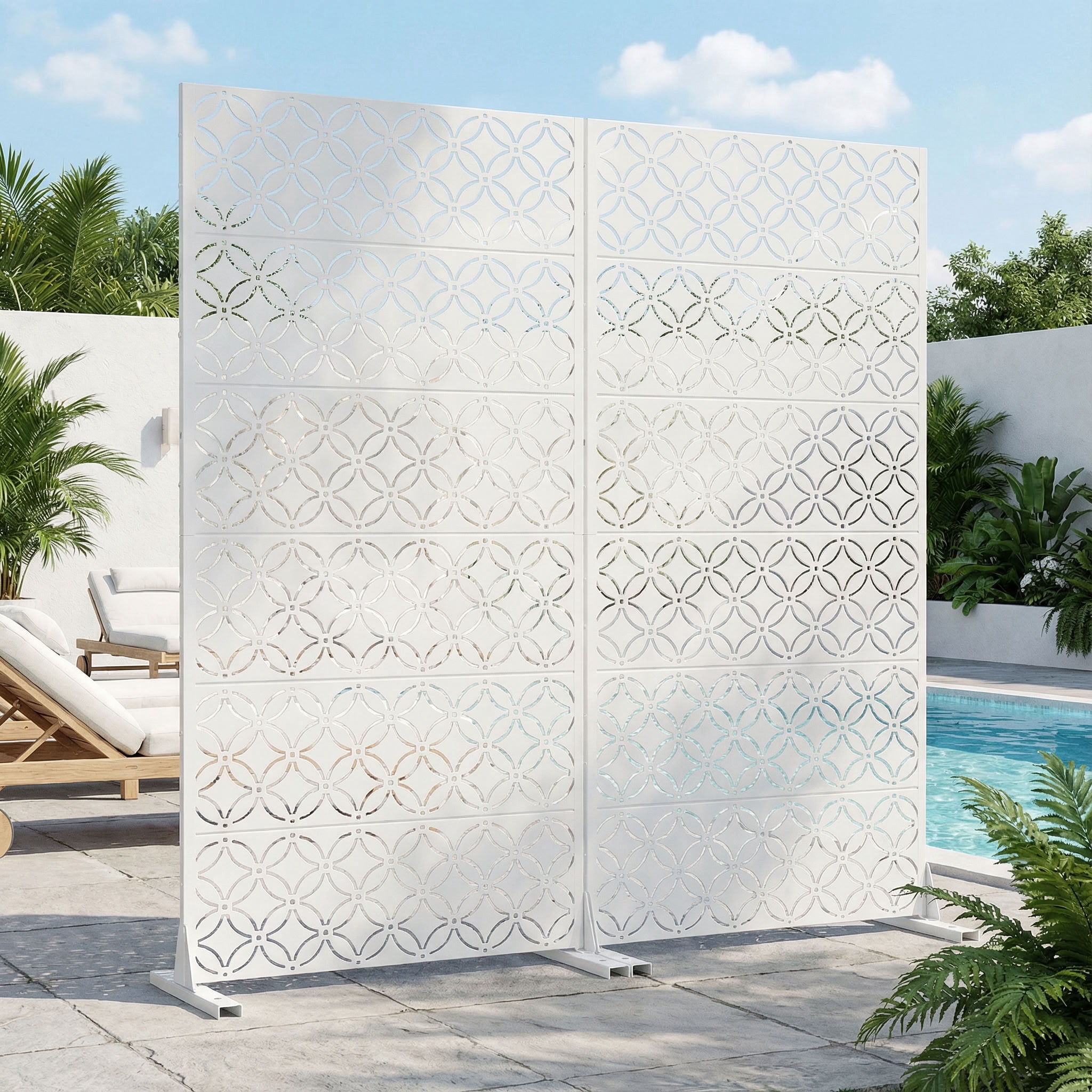 MAYEERTY 72*35in Outdoor Privacy Screen, Metal Privacy Fence, Privacy Panel for Patio, Balcony, Backyard, Garden