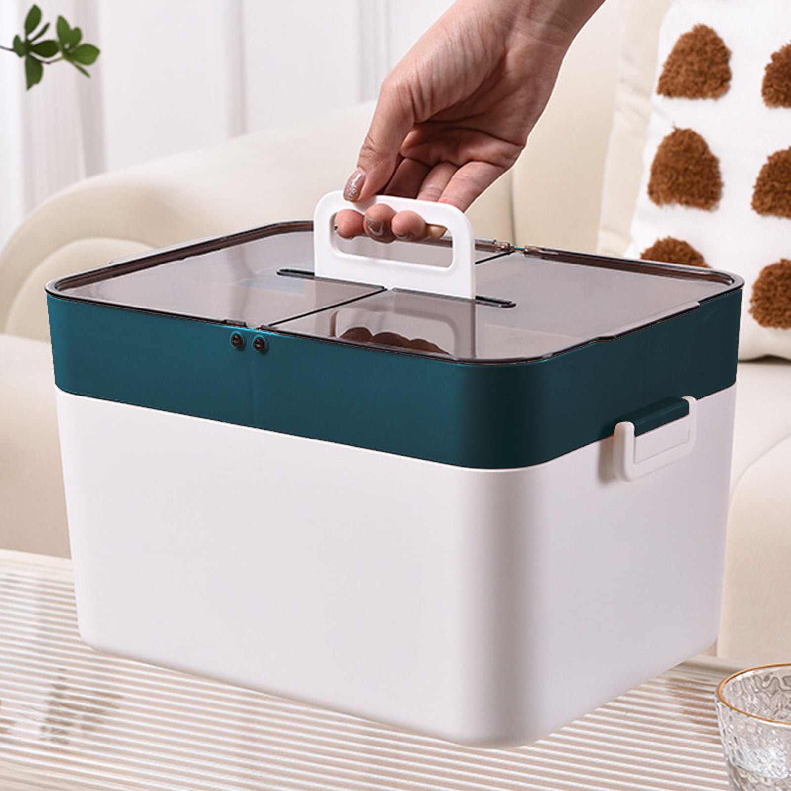 Matoen 7-Day Plastic Rectangular Medicine Organizer Box - Anytime Divider Cutter Storage Container for Pills & Small Items