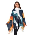 thumbnail image 3 of FORMRS Womens Scarf Winter Soft Long Big Warm Shawls Wrap Tassel Scarves, Green Abstract Wavy, 3 of 9